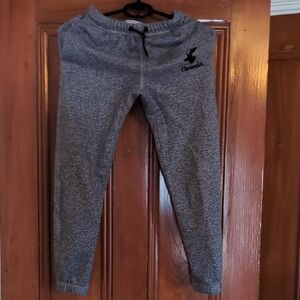 Heather Gray Joggers with Tapered Legs and Elastic Cuffs